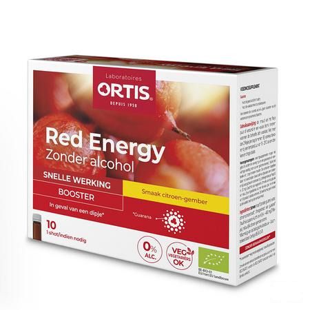Ortis Red Energy Citron Gingembre Bio sans alc10x15 ml  -  Ortis