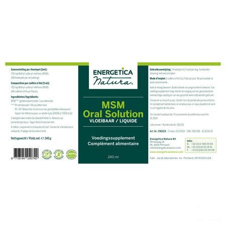 MSM Oral Solution 240 ml  -  Energetica Natura