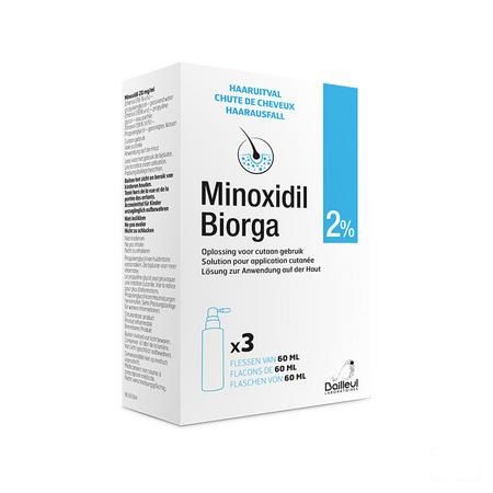 Minoxidil Biorga 2% Solution Cutanee Coffret Flacon 3x60 ml