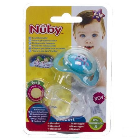 Nuby C Fopspeen Polyprop. Ortho Lichtgevend 6-18m  -  New Valmar