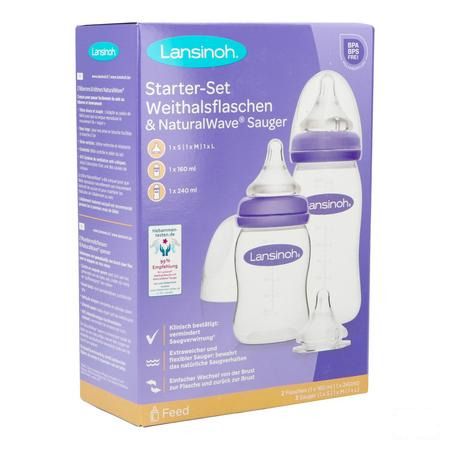 Lansinoh Starterset Drinkfles+Speen Natural Wave  -  Lansinoh