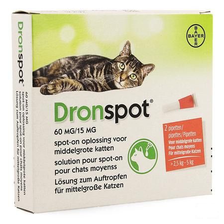 Dronspot 60 mg/15 mg Spot-On Kat Medium>2,5-5Kg Pip2