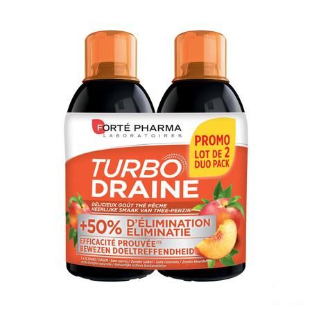 Turbodraine Groene Thee Perzick Duo 2x500 ml  -  Forte Pharma