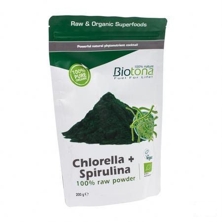 Biotona Chlorella + Spirulina Raw Powder 200 gr  -  Keypharm