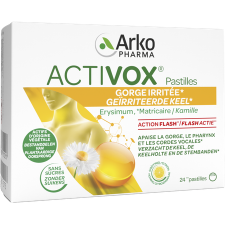 Activox Adouccissant Gorge Miel Citron Pastille 24  -  Arkopharma