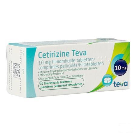 Cetirizine Teva 10 mg Comprimes Pellicules 20 
