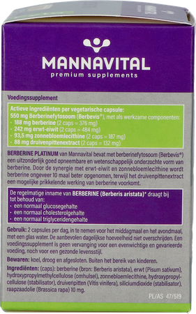 Mannavital Berberine Platinum V caps 60  -  Mannavita